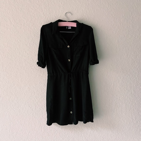 Divided Dresses & Skirts - H&M Black Button-up T-shirt Dress